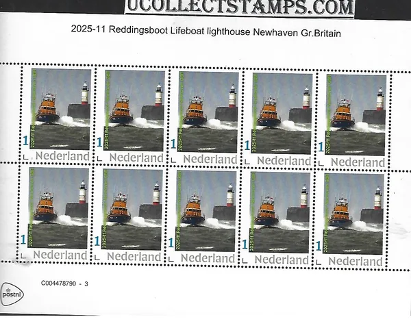 Nederland 2025-11 Reddingsboot lifeboat Lighthouse Newhaven GBR sheetlet postfris/mnh