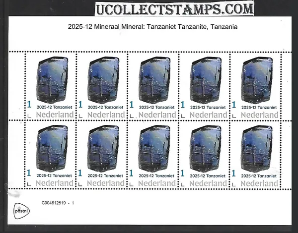 Netherlands 2025-12 Mineral: Tanzanite sheetlet MNH