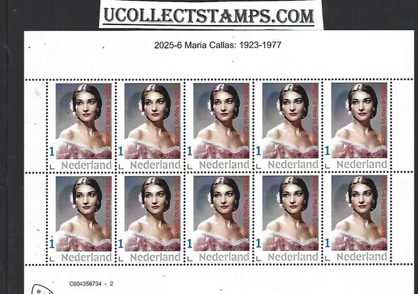 Nederland 2025-6 Maria Callas 1923-1977 sheetlet postfris/mnh