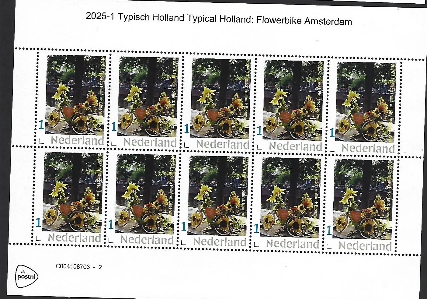 Nederland 2025-1 Typisch Holland: Bloemenfiets Flowerbike Amsterdam sheet postfris/mnh