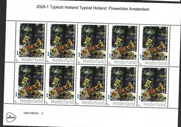 Nederland 2025-1 Typisch Holland: Bloemenfiets Flowerbike Amsterdam sheet postfris/mnh