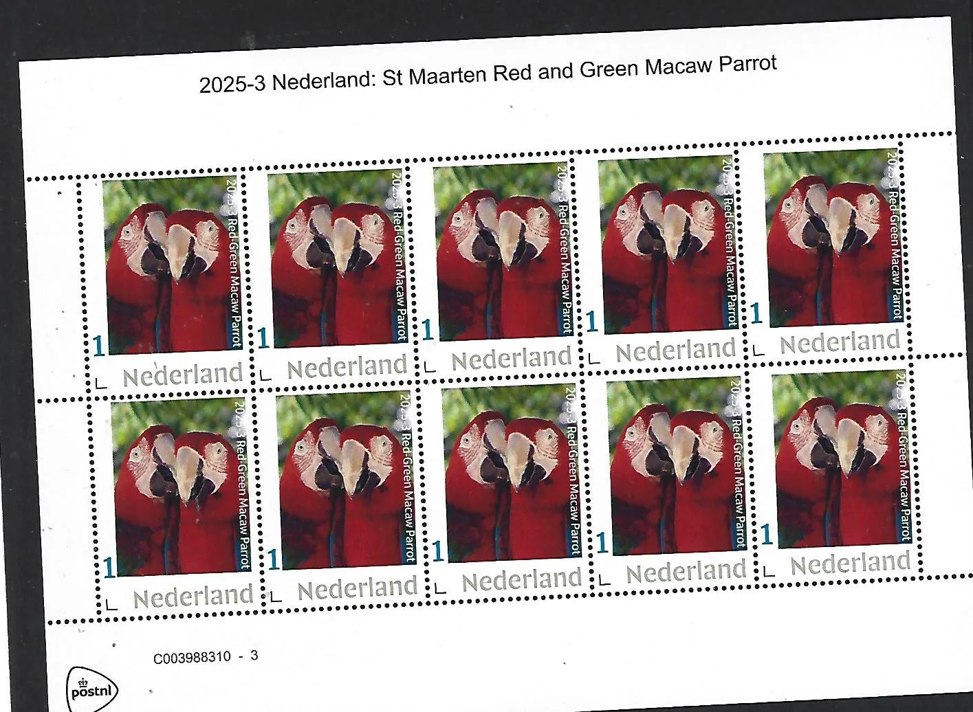 Netherlands 2025-3 Car. Neth. st maarten Macaw parrot sheetlet MNH