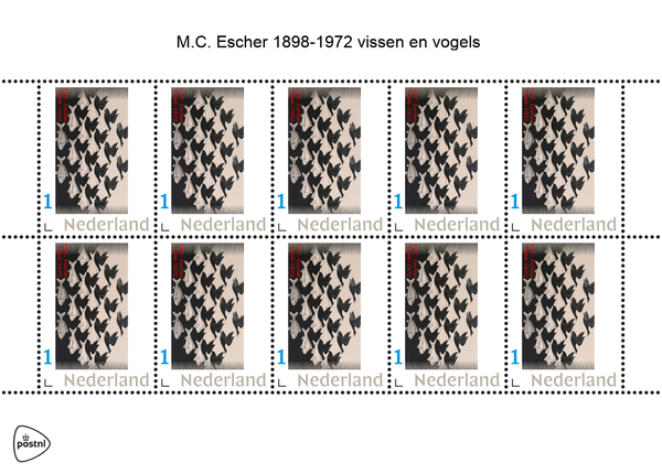 Netherlands 2019-2 MC Escher Fish and Birds sheetlet MNH