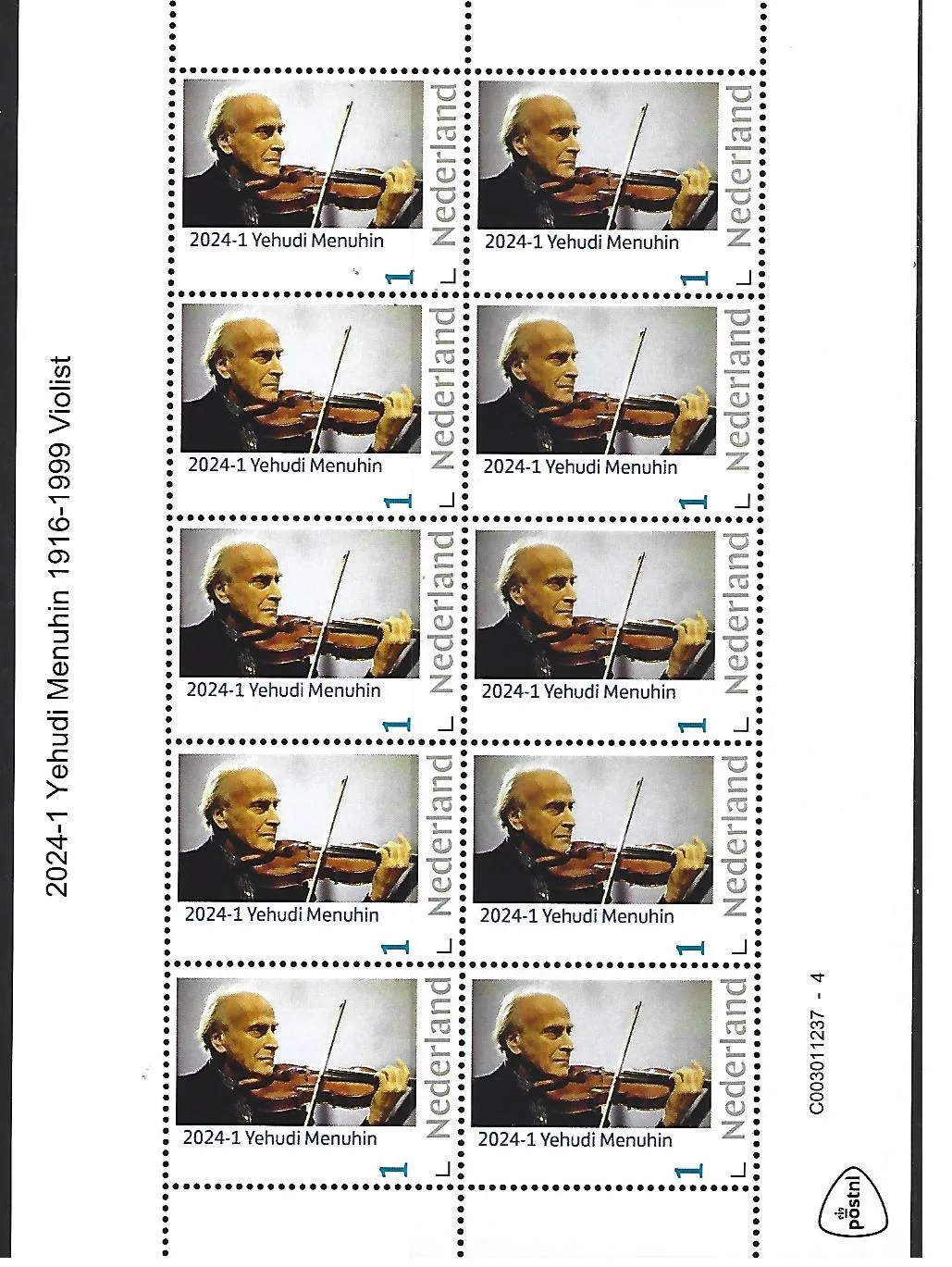 Niederlande 2024-1 Yehudi Menuhin Violine Sheetlet postfrisch/ungebraucht