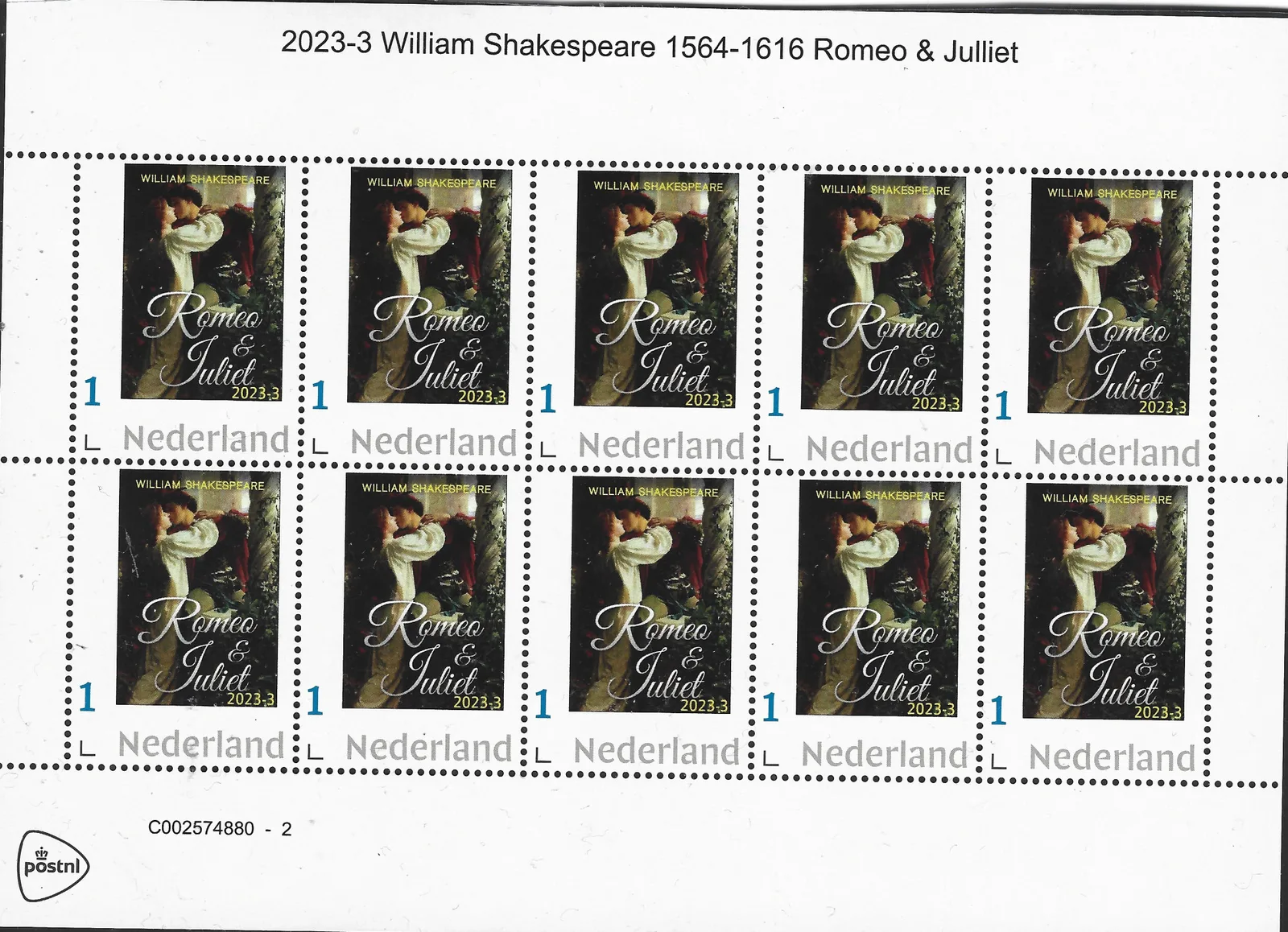 Niederlande 2023-3 William Shakespeare 1564-1616; Romeo & Julia postfrisch/mnh