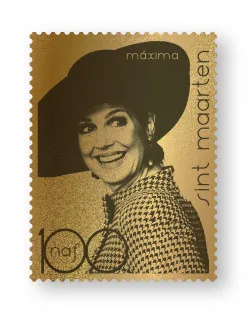 St Maarten 2021 Queen Maxima 50 years 24K Gold stamp MNH