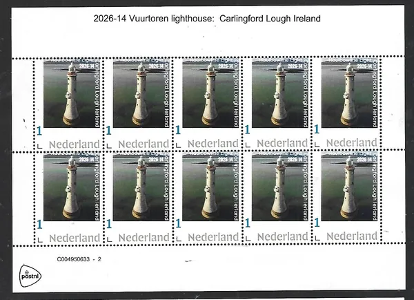 Netherlands 2026-14 Lighthouse: Haulbowline Light, Carlingford Lough Ireland SHEET unmounted MNH