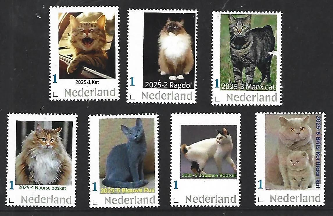 Nederland 2025 Katten Cats Jaarset Yearset postfris/mnh