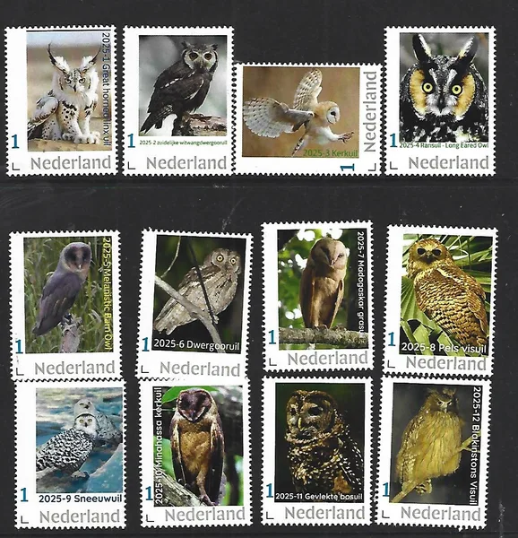 Nederlannd 2025 Uilen Owls yearset postfris/mnh