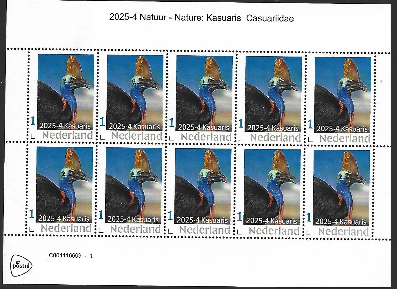 Nederland 2025-4 Nature: Kasuaris Bird sheetlet postfris/mnh