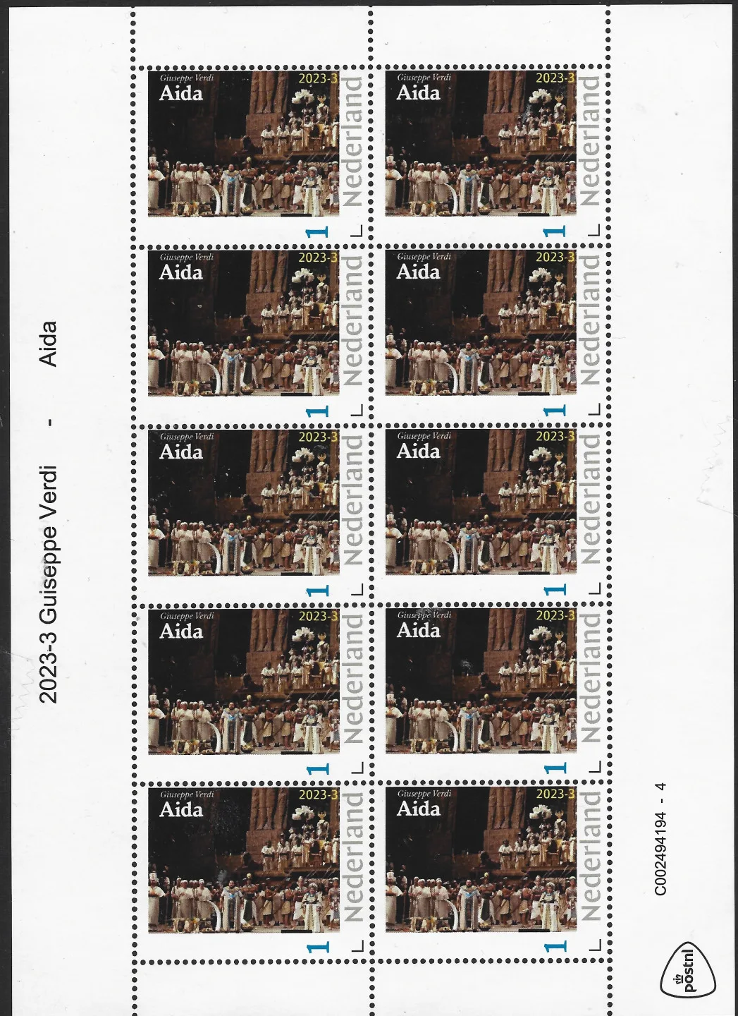 Pays-Bas 2023-3 Giuseppe Verdi Aida feuille-miniature neuf/mnh