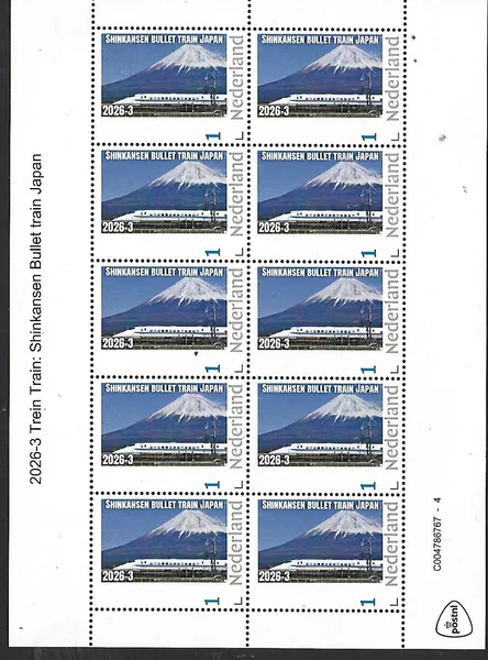 Nederland 2026-3 Trein; Shinkanse bullet train Japan sheet postfris/mnh