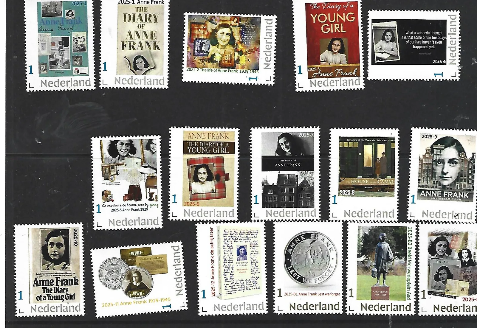 Netherlands 2025 Anne Frank Yearset 1-12 +B1+b2+B3 MNH