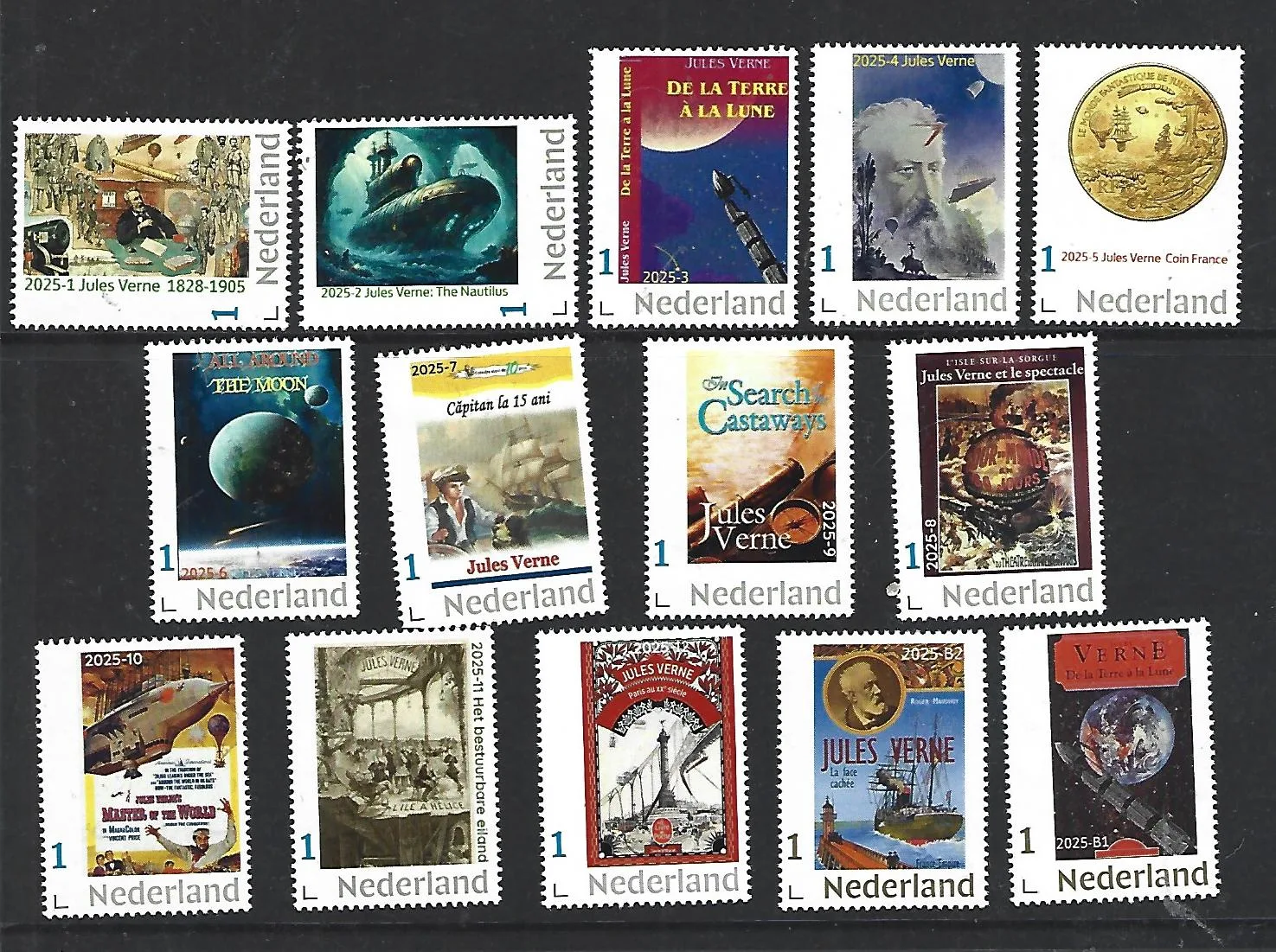 Netherlands 2025 Jules Verne complete yearset 1-12 + B1-B2 MNH