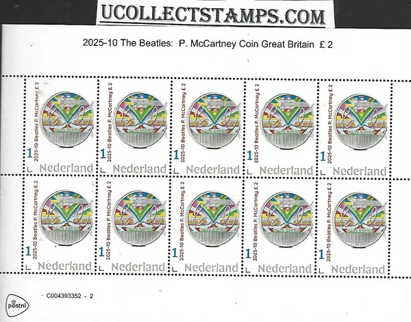 Nederland 2025-10 The Beatles: Paul McCartney coin munt Gr.Britain gbp2 sheet postfris/mnh