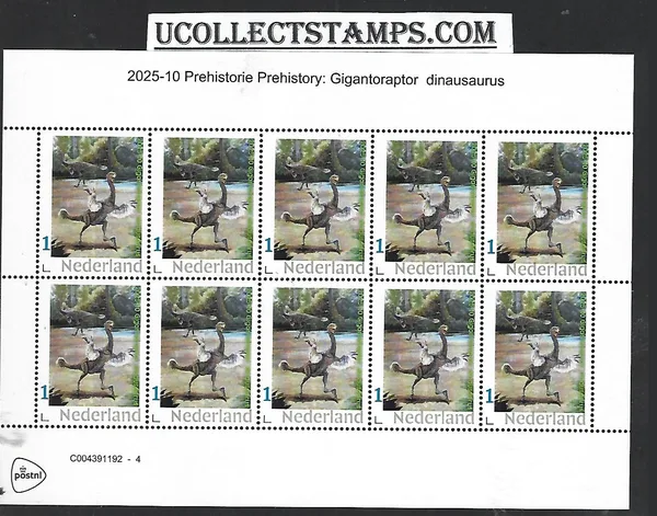 Nederland 2025-10 Prehistorie Prehistoric: Gigantoraptor sheet postfris/mnh