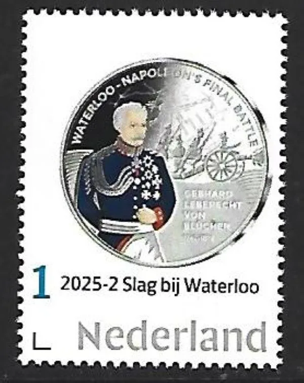 Netherlands 2025-2 Battle of Waterloo coin on stamp MNH