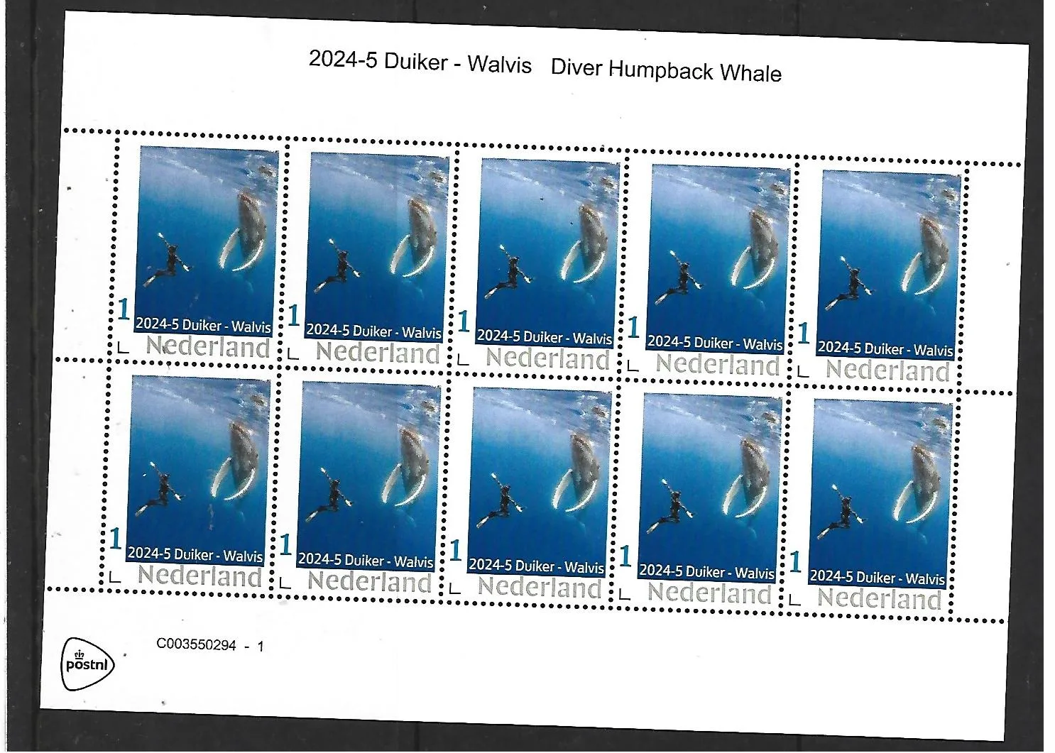Niederlande 2024-5 Taucher und Buckelwal - diver and humpback whale Sheetlet postfrisch/mnh
