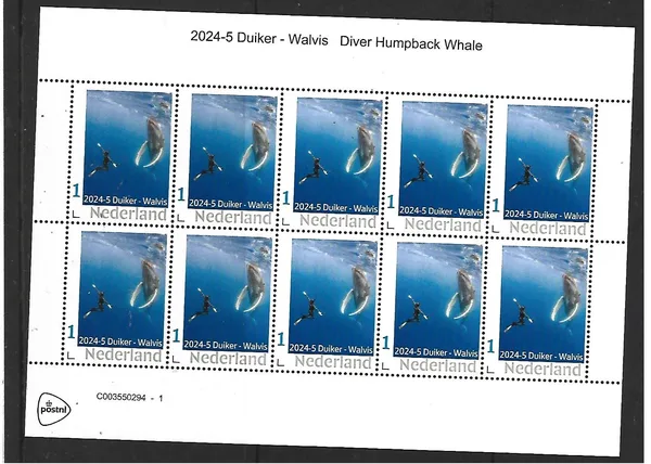 Netherlands 2024-5 Diver and Humpback Whale sheetlet MNH
