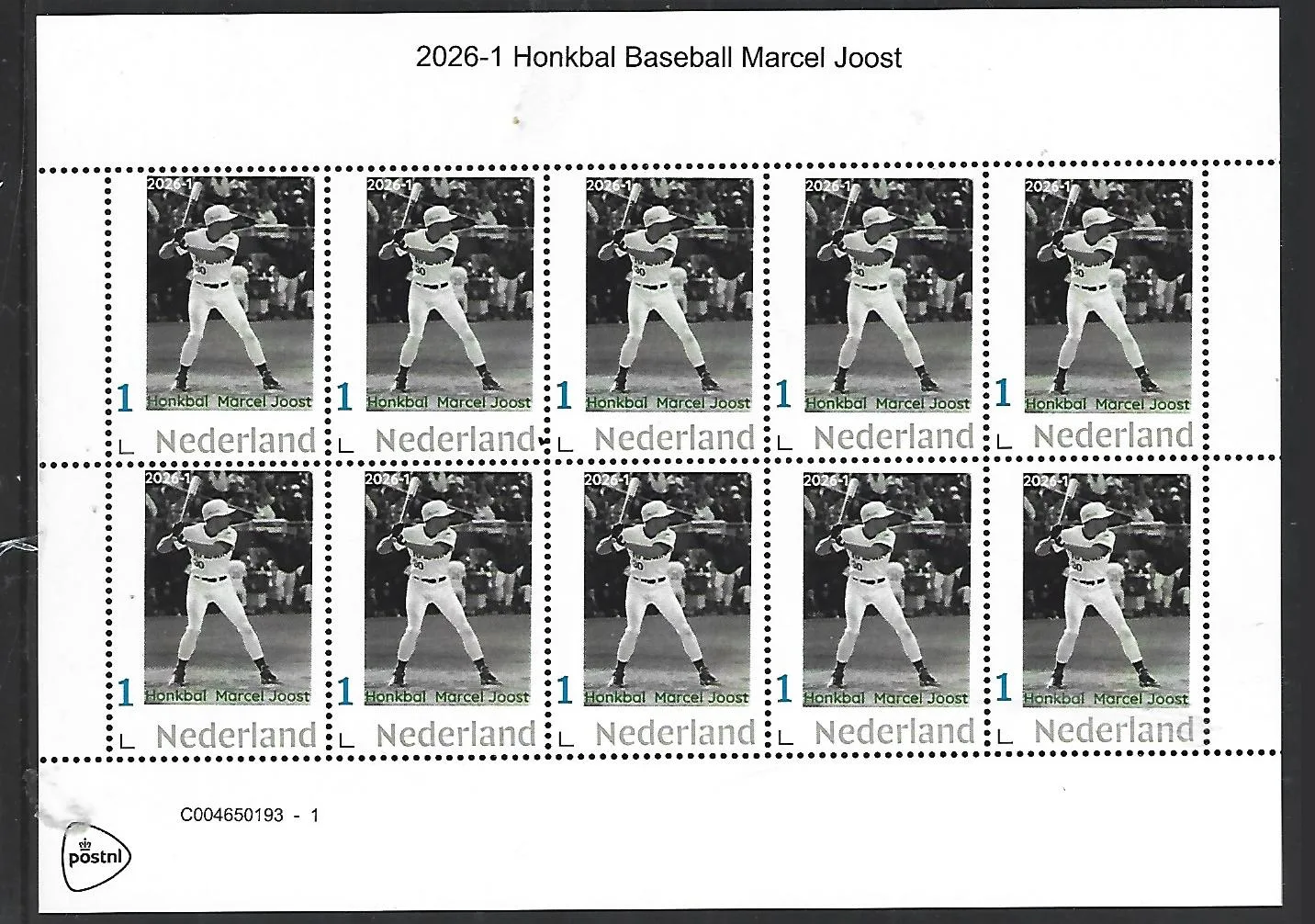 Netherlands 2026-1 Baseball: Marcel Joost sheet MNH