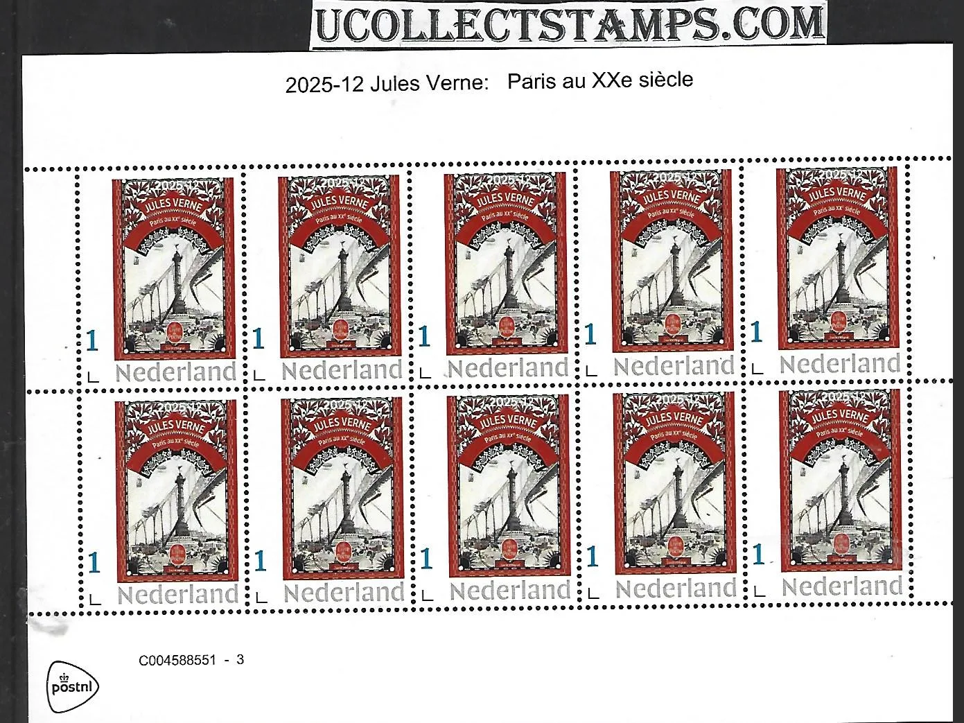 Nederland 2025-12 Jules Verne: Paris au Siécle sheetlet postfris/mnh