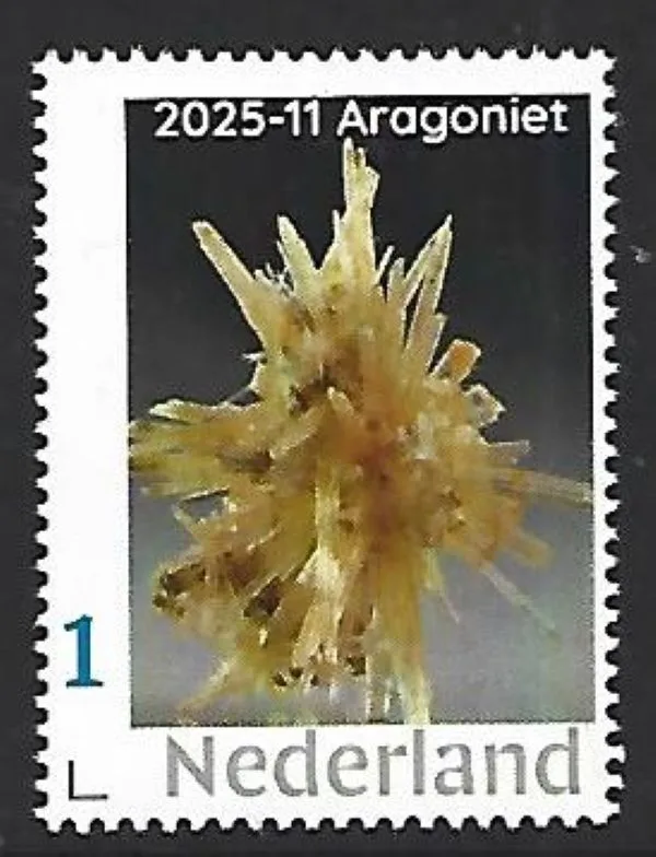 Nederland 2025-11 Mineraal Mineral: Aragoniet Aragonite postfris/mnh