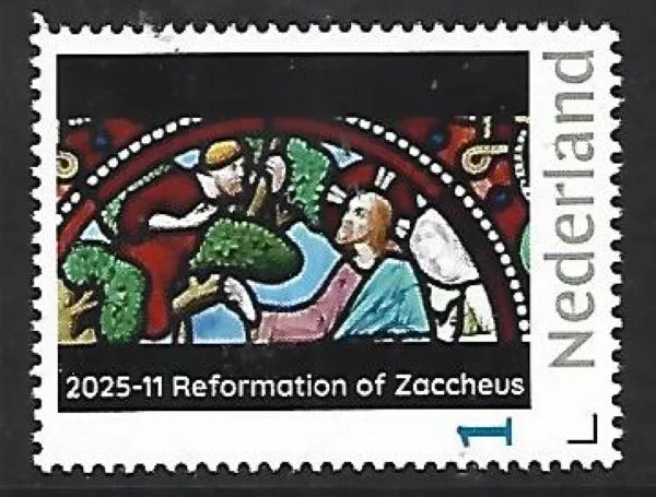 Nederland 2025-11 Maarten Luther: Reformation of Zaccheus stained glass postfris/mnh