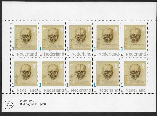 Netherlands 2019-2 Leonardo da Vinci Skull sheetlet MNH