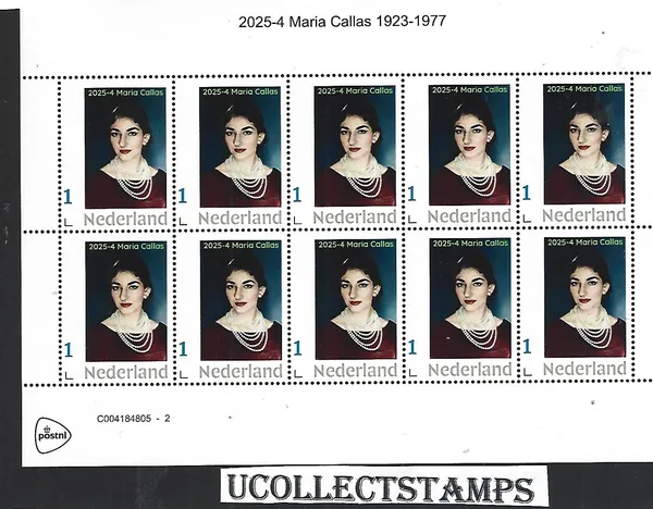 Netherlands 2025-4 Maria Callas: sheet MNH