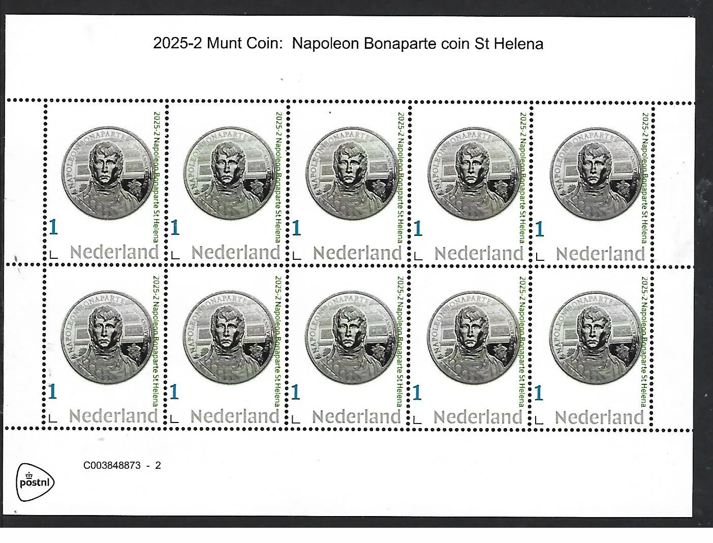 Netherlands 2025-2 Napoleon Bonaparte Coin St Helena sheet MNH