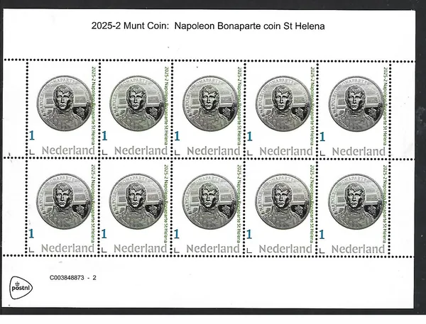 Netherlands 2025-2 Napoleon Bonaparte Coin St Helena sheet MNH
