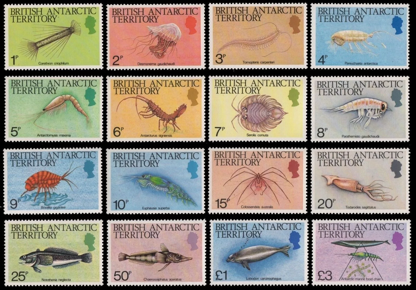 BAT 108-123 Postage stamps Algae and sea animals 1984