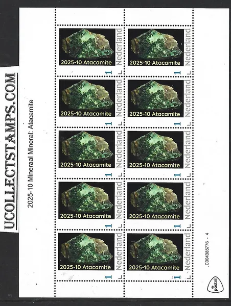 Nederland 2025-10 Mineraal Mineral: Atacamiet Atacamite sheetlet postfris/mnh