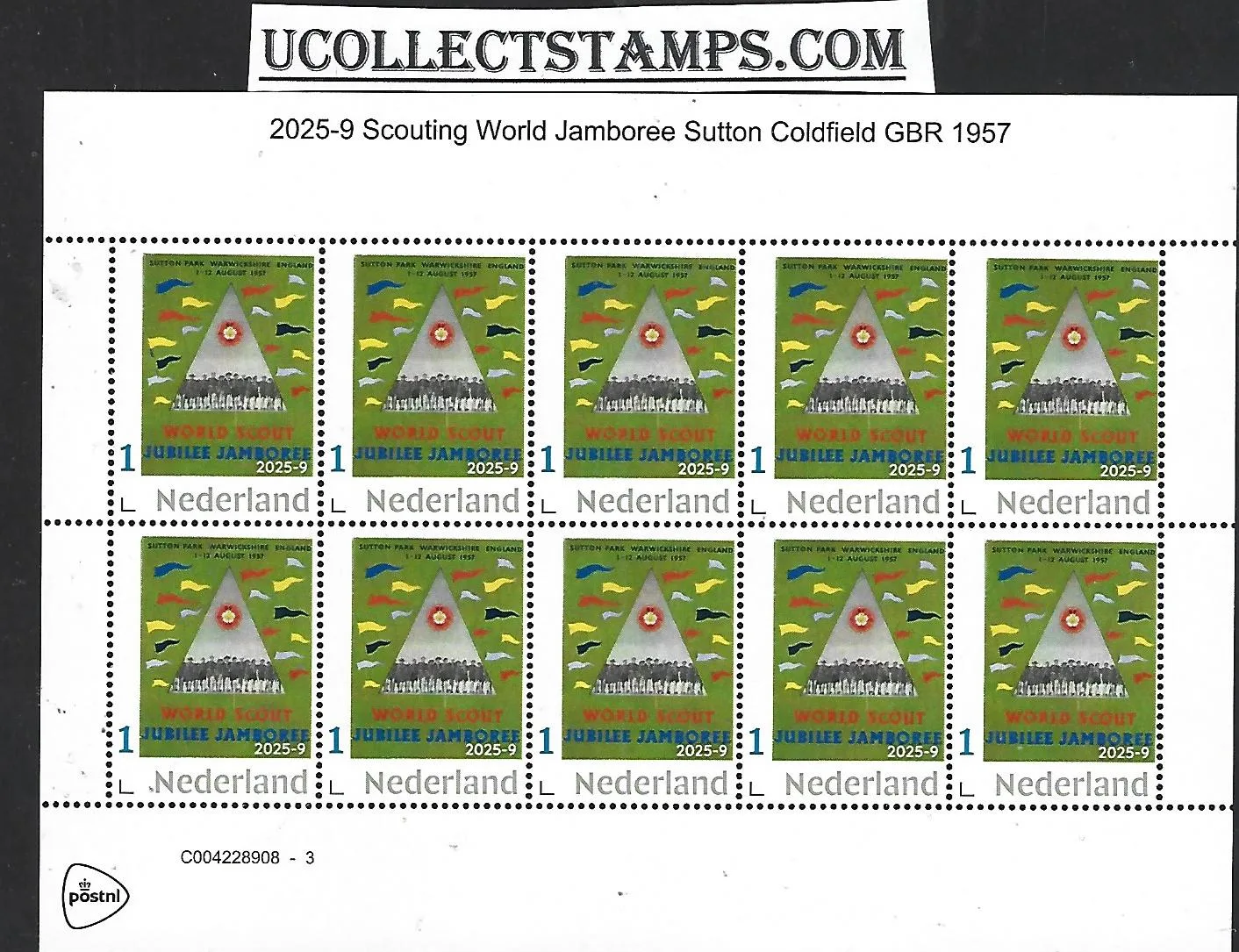 Nederland 2025-9 World Scouting Jamboree: Sutton Gr.Britain 1957 sheet postfris/mnh