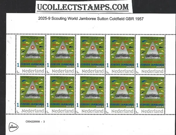 Netherlands 2025-9 World Scouting Jamboree: Sutton Great Britain 1957 sheet MNH/never hinged