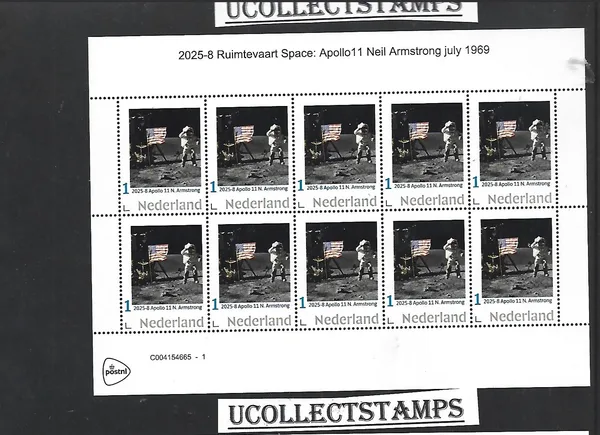 Netherlands 2025-8 Space Travel: Apollo 11 N. Armstrong sheet MNH