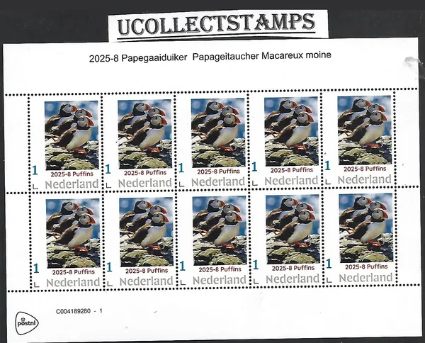 Nederland 2025-8 Papegaaiduiker Puffins Papegeitaucher sheet postfris/mnh