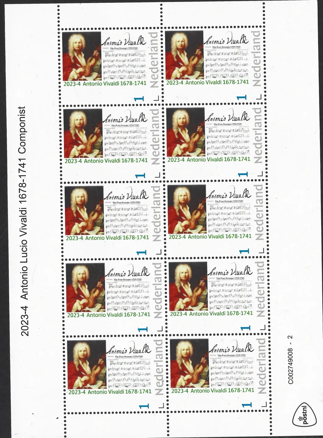 Niederlande 2023-4 Antonio Vivaldi Markenheftchen postfrisch/mnh