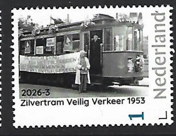 Nederland 2026-3 Tram; zilveren tram Veilig verkeer 1953 postfris/mnh