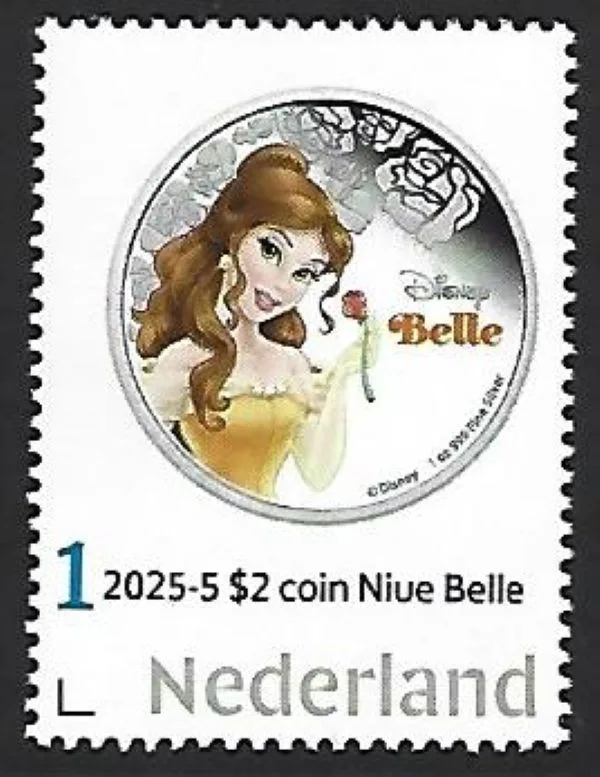Netherlands 2025-5 Coin on stamp Disney Belle MNH