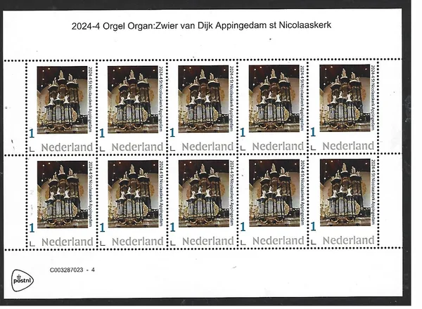 Nederland 2024-4 Orgel Organ: Zwier van Dijk Appingedam sheetlet postfris/mnh