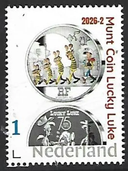 Nederland 2026-2 Munt coin on stamp Luckey Luke 50€ France postfris/mnh