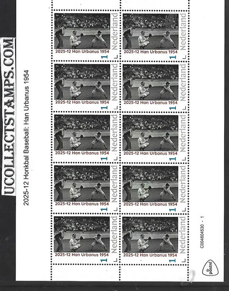 Netherlands 2025-12 Baseball: Han Urbanus sheetlet MNH