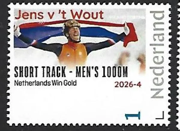 Nederland 2026-4 Olympics: Milano Cortina J v 't Woput 1000m Shorttrack postfris/mnh