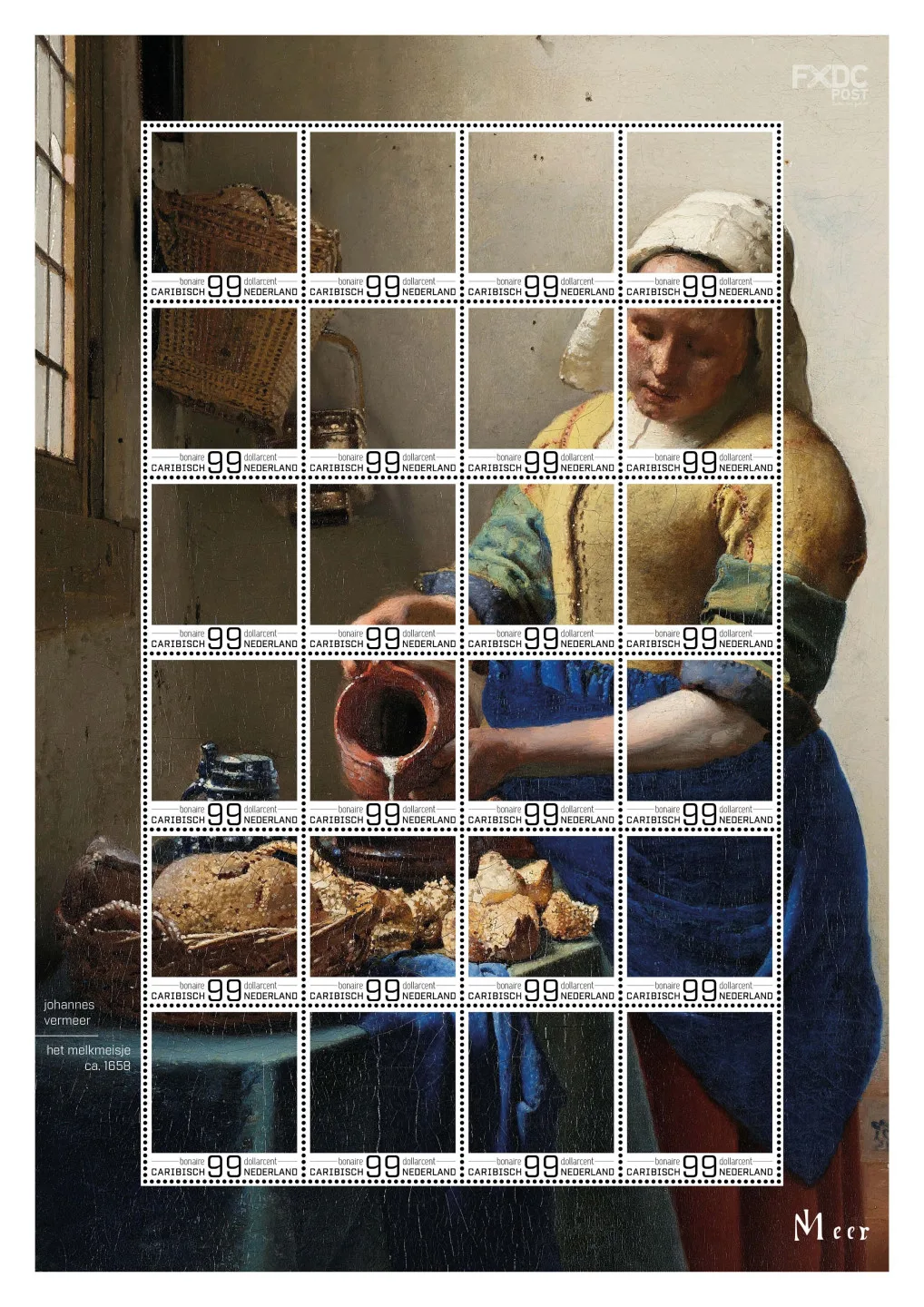 Caribisch Nederland 2025: Bonaire Johannes Vermeer Milkmaid sheetlet postfris/mnh