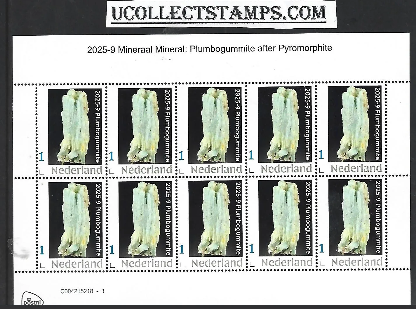 Netherlands 2025-9 Minerals: Plumbogummite sheetlet MNH