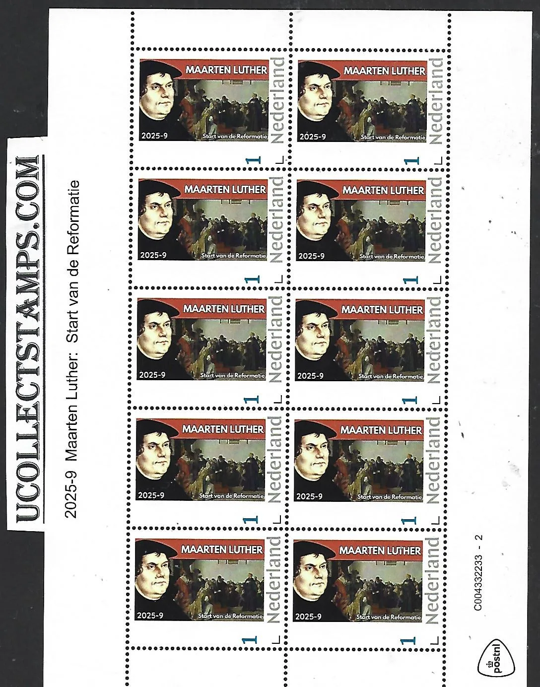 Netherlands 2025-9 M Luther Reformation: Start of the Reformation sheetlet MNH