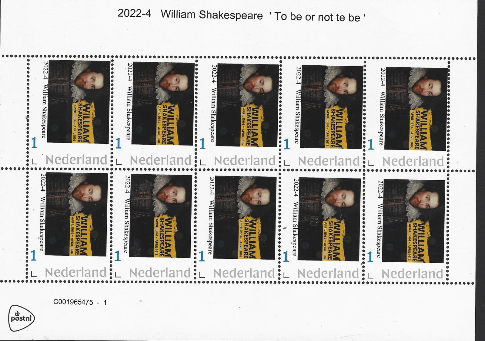 Niederlande 2022-4 William Shakespeare 'To be or not to be' Markenheft postfrisch/mnh