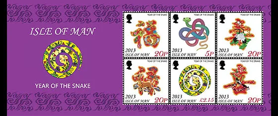 Isle of Man 2013 Year of the Snake block MNH
