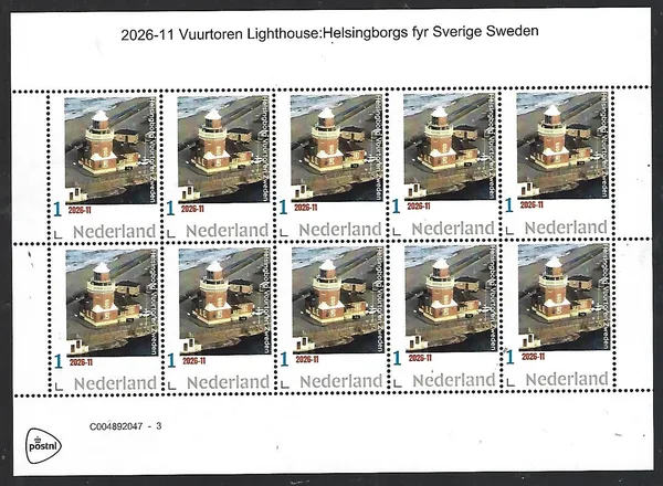 Netherlands 2026-11 Lighthouse: Helsingborg Fyr Sw sheet MNH